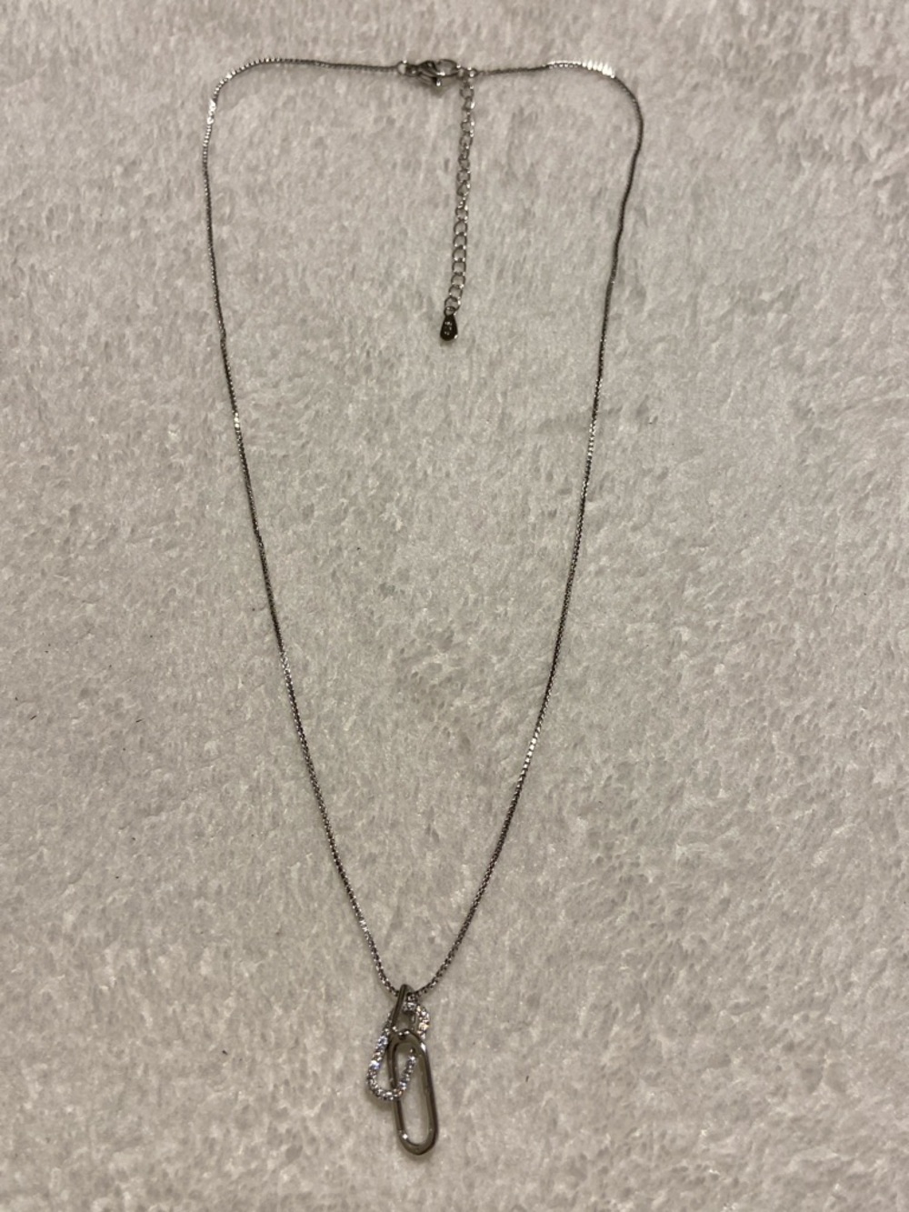 Dainty Silver Crystal Drop paperclip Pendant Necklace - Elegant Women’s Jewelry